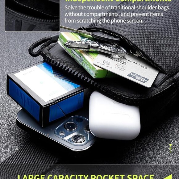 Mini Crossbody Sling Bag Water Resistant Nylon Small Phone Wallet Organizer - Picture 5 of 9